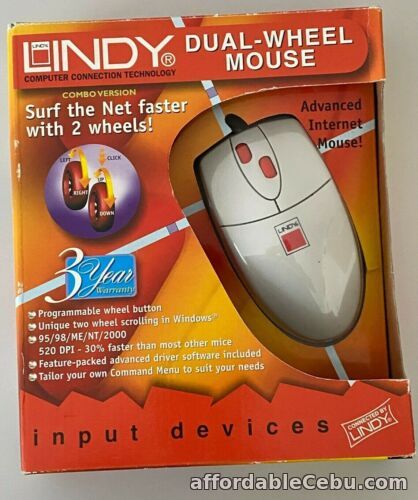 1st picture of Vintage Cable  Mouse Dual Wheel Lindy New Sealed Original Packaging For Sale in Cebu, Philippines