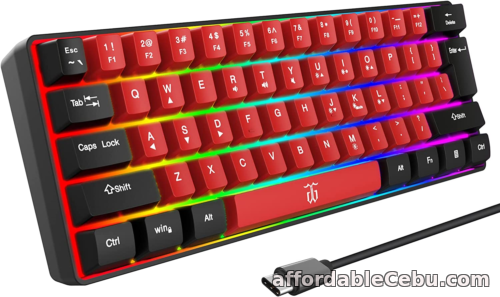 1st picture of Snpurdiri 60% Wired Gaming Keyboard, Mechanical Feeling Small Mini black red For Sale in Cebu, Philippines