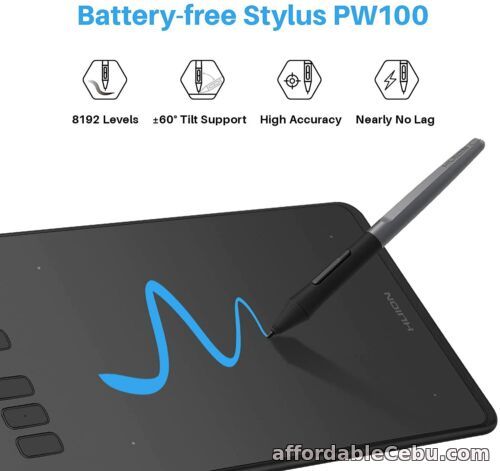 1st picture of Huion Inspiroy H640P Graphics Drawing Tablet, with Battery-Free Stylus and 6 Cus For Sale in Cebu, Philippines