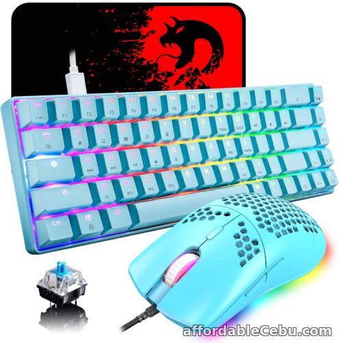 1st picture of 60% Mechanical Mini 68 Key RGB Backlit Wired USB C Gaming Keyboard + Lightweight For Sale in Cebu, Philippines