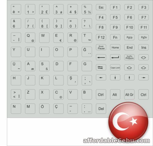 1st picture of Keybord Sticker Turkish Turkey Keystick Keyboard Stickers Grey For FSC # For Sale in Cebu, Philippines