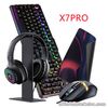 5pcs Gaming Keyboard Mouse Set Mousepad Gaming Headset w/ Stand for PC Computer