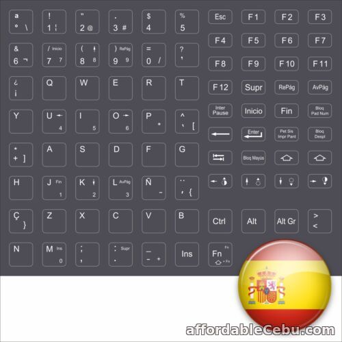 1st picture of España Spain Keysticks Keyboard Stickers Spanish Anthracite Dark Grey For Sale in Cebu, Philippines