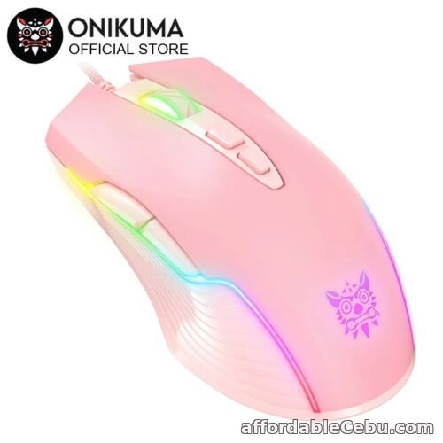 1st picture of Onikuma Pink Wired Gaming Mouse with RGB Lights, USB For Sale in Cebu, Philippines