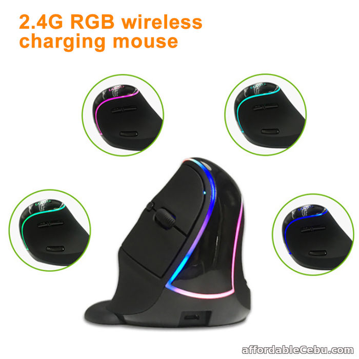 1st picture of 2.4G RGB Home Office Rechargeable Vertical Wireless Mouse Silent For Windows OS For Sale in Cebu, Philippines