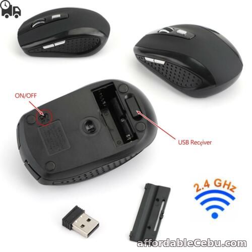 1st picture of 2.4GHz Wireless DPI Cordless Optical Mouse Mice USB Receiver For PC Laptop BK UK For Sale in Cebu, Philippines