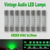 8x Green LED Lamp Vintage Audio 8Vrms Dial Meter Light Fuse Type Bulb 6x30mm