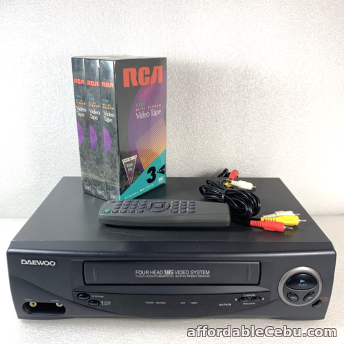 1st picture of Daewoo Video Cassette Recorder, Model DV-T47N with Remote, Cable & 3x Blank VHS For Sale in Cebu, Philippines