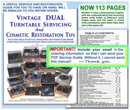 1st picture of DUAL TURNTABLE vintage model SERVICE PDF 113pg incl COSMETIC HELP for ALL BRANDS For Sale in Cebu, Philippines