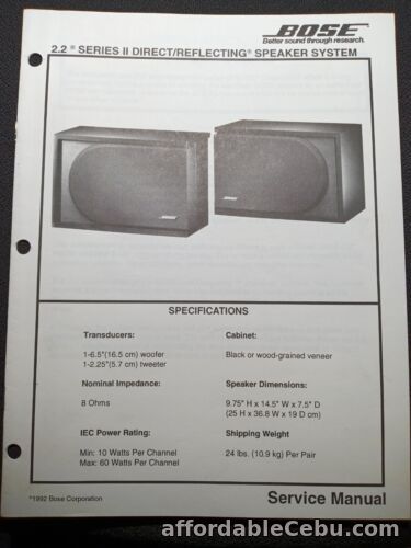 1st picture of BOSE 2.2 Series II Service Manual Original Direct Reflecting Speaker System For Sale in Cebu, Philippines