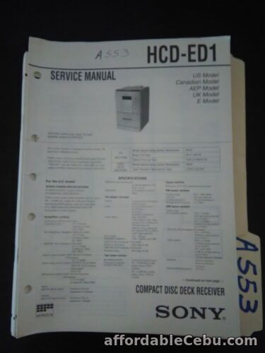 1st picture of Sony HCD-ED1 service manual original repair book For Sale in Cebu, Philippines