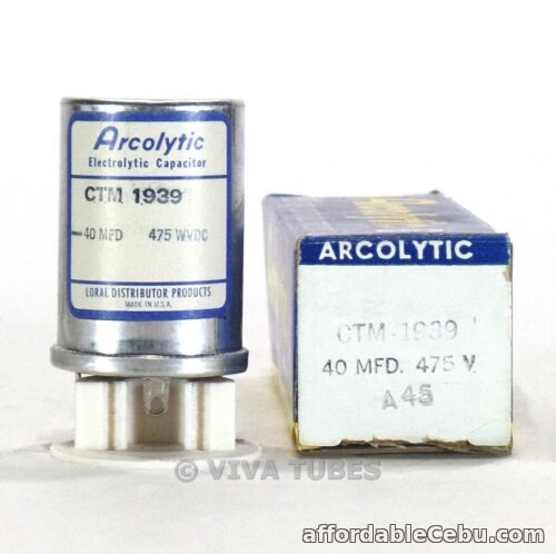 1st picture of NOS NIB Arcolytic CTM 1939 40 MFD 475 VDC Electrolytic Can Capacitor For Sale in Cebu, Philippines