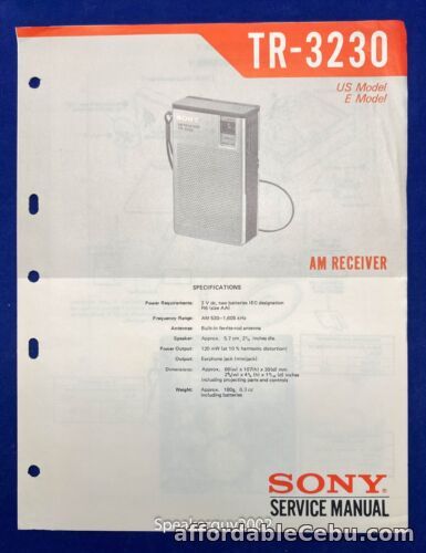 1st picture of Original Sony AM Receiver Service Manual / TR-3230 For Sale in Cebu, Philippines