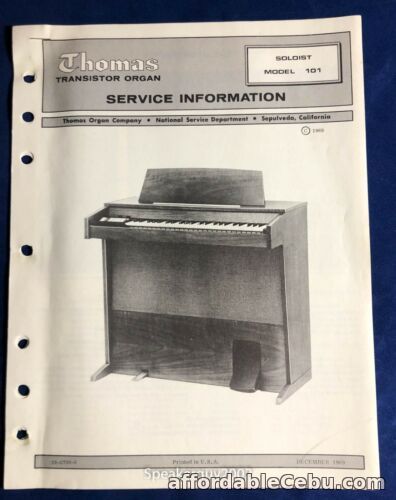 1st picture of Original Thomas Organ / Soloist 101 / Service Information - Manual - 12/69 For Sale in Cebu, Philippines
