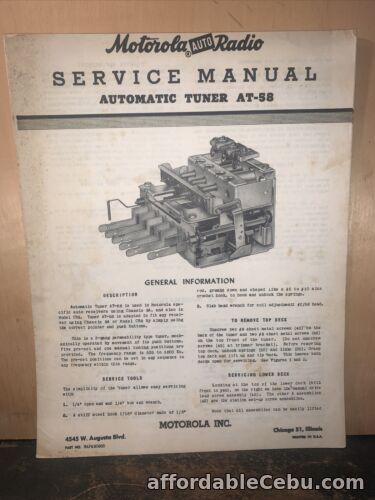 1st picture of Motorola Auto Radio Model #AT-58 Service manual. Original Copy! Schematics,etc. For Sale in Cebu, Philippines