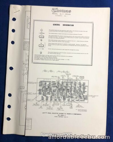 1st picture of Original Thomas Organ / AL-4 / Service Schematic - Manual For Sale in Cebu, Philippines