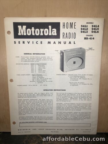 1st picture of Motorola Radio Model 54L4 -Service Data- schematics, Parts List. HS-414 Chassis For Sale in Cebu, Philippines