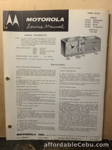 1st picture of Motorola Radio Model 57CD1 -Service Manual-schematics, Parts List. Chassis Hs528 For Sale in Cebu, Philippines