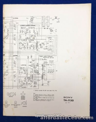 1st picture of Original Sony Service Schematic / TA-1100 For Sale in Cebu, Philippines