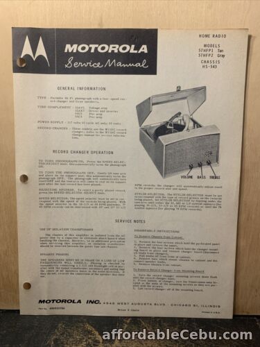 1st picture of Motorola Radio Model 57HFP1 -Service Manual-schematics, Parts List. HS-543 For Sale in Cebu, Philippines