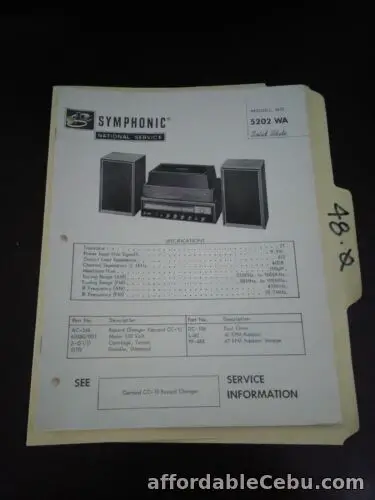 1st picture of Symphonic 5202 WA service manual original repair book For Sale in Cebu, Philippines