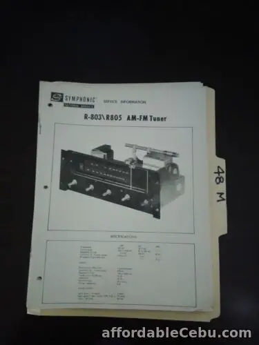1st picture of Symphonic R-803/R805 service manual original repair book For Sale in Cebu, Philippines