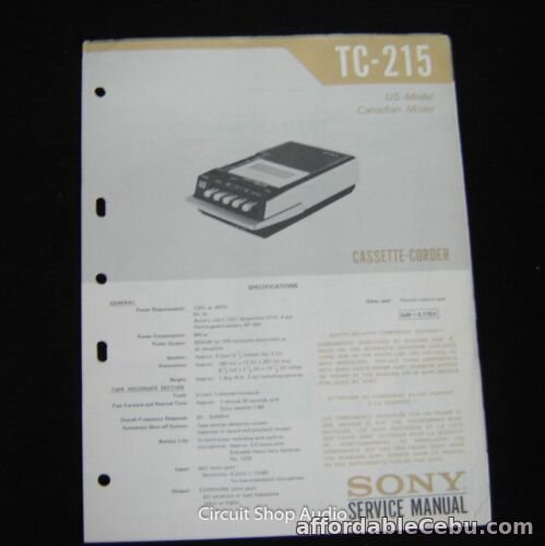 1st picture of Original Sony TC-215 Cassette-Corder Service Manual For Sale in Cebu, Philippines