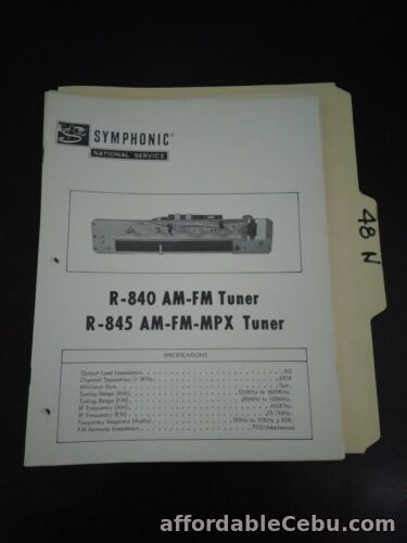 1st picture of Symphonic R-840 R-845 service manual original repair book For Sale in Cebu, Philippines
