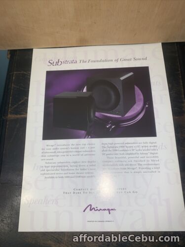 1st picture of Mirage Substrata -Dealer Brochure- Compact digital subwoofers￼ Spec Sheet. For Sale in Cebu, Philippines
