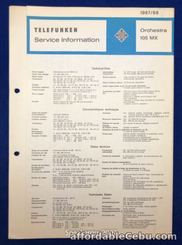 1st picture of Original Telefunken Service Information Manual / Orchestra 105 MX For Sale in Cebu, Philippines