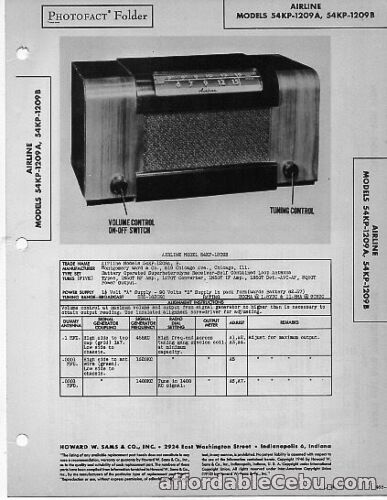 1st picture of 1946 AIRLINE 54KP-1209A 1209B RADIO SERVICE MANUAL PHOTOFACT SCHEMATIC TUBE FIX For Sale in Cebu, Philippines