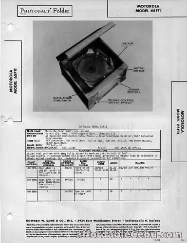 1st picture of 1946 MOTOROLA 65F11 PHONOGRAPH RADIO SERVICE MANUAL PHOTOFACT SCHEMATIC TUBE FIX For Sale in Cebu, Philippines