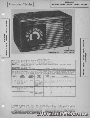 1st picture of 1946 MAGUIRE 561BI RADIO SERVICE MANUAL PHOTOFACT SCHEMATIC 561BW 561DI 561DW For Sale in Cebu, Philippines