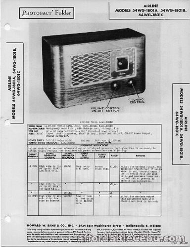 1st picture of 1946 AIRLINE 54WG-1801A 1801B RADIO SERVICE MANUAL PHOTOFACT 64WG-1801C diagram For Sale in Cebu, Philippines