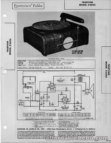 1st picture of 1946 TRUETONE D2605 D 2605 PHONOGRAPH  SERVICE MANUAL PHOTOFACT SCHEMATIC REPAIR For Sale in Cebu, Philippines