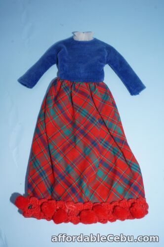 1st picture of Skipper Platter Party maxi blue plaid dress vintage 1963 Barbie doll 8" Mattel For Sale in Cebu, Philippines