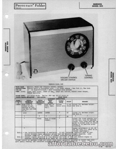 1st picture of 1946 EMERSON 503 RADIO SERVICE MANUAL PHOTOFACT SCHEMATIC DIAGRAM REPAIR FIX For Sale in Cebu, Philippines
