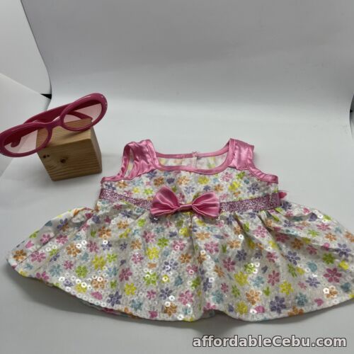 1st picture of Build A Bear Floral Satin And Sequin Dress And Pink Sun Glasses For Sale in Cebu, Philippines
