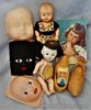 Vintage Hard Plastic Oriental Bisque Liddle Kiddle Fabric Mask Wood Clogs Dolls