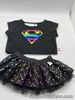 Build A Bear Black Superman Top And Spotty Layered Skirt