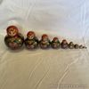 Russian Art & Craft Medium Sized 10pc Floral Nesting Doll Complete Set (6) W#668