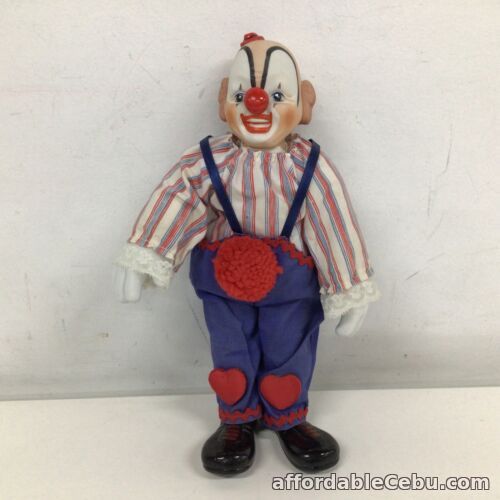 1st picture of Porcelain Smiling Clown With Heart Patch Overalls 31.5cm Tall (10) #209 For Sale in Cebu, Philippines