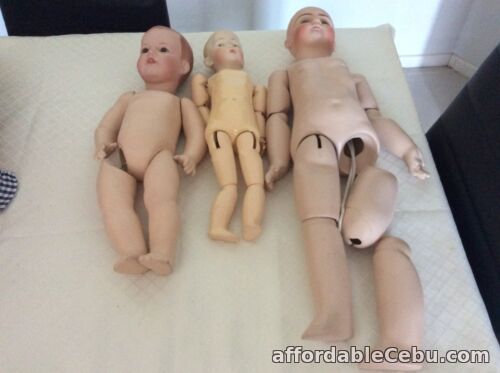 1st picture of THREE VINTAGE ASSTD Repro CUTE BISQUE HEAD Ball Jointed Body dolls need restring For Sale in Cebu, Philippines
