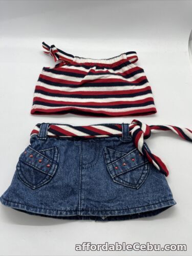 1st picture of Build A Bear Stripped Top With Denim Skirt With Matching Belt For Sale in Cebu, Philippines