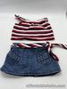 Build A Bear Stripped Top With Denim Skirt With Matching Belt