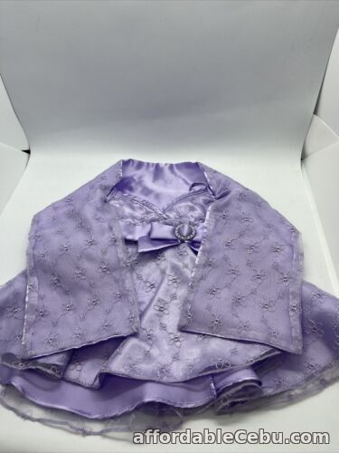 1st picture of Build A Bear Purple Satin Dress With Floral Lace And Matching Wrap For Sale in Cebu, Philippines