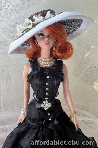1st picture of Barbie Black Sinamay Hat Made for Silkstone (Haute Monde) Black White Flowe OOAK For Sale in Cebu, Philippines