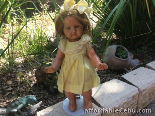 1st picture of Antique Cute German Papier Mache Toddler Doll ORIGINAL OUTFIT ca 1940s 28 Cm. For Sale in Cebu, Philippines