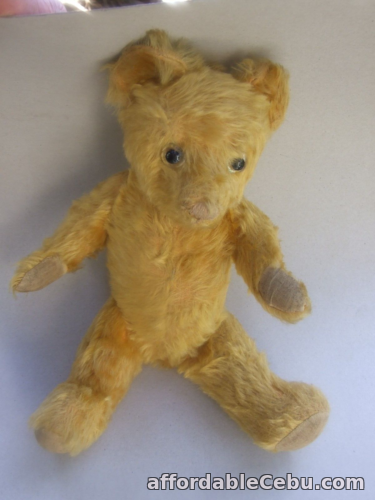 1st picture of Antique Teddy Bear English 16'' H Golden Mohair  Hard Straw Filled  Jointed 20's For Sale in Cebu, Philippines