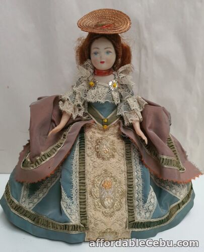 1st picture of Vintage Historical Fashion Doll Dressed in 1700s Robe à la Française Straw Hat For Sale in Cebu, Philippines
